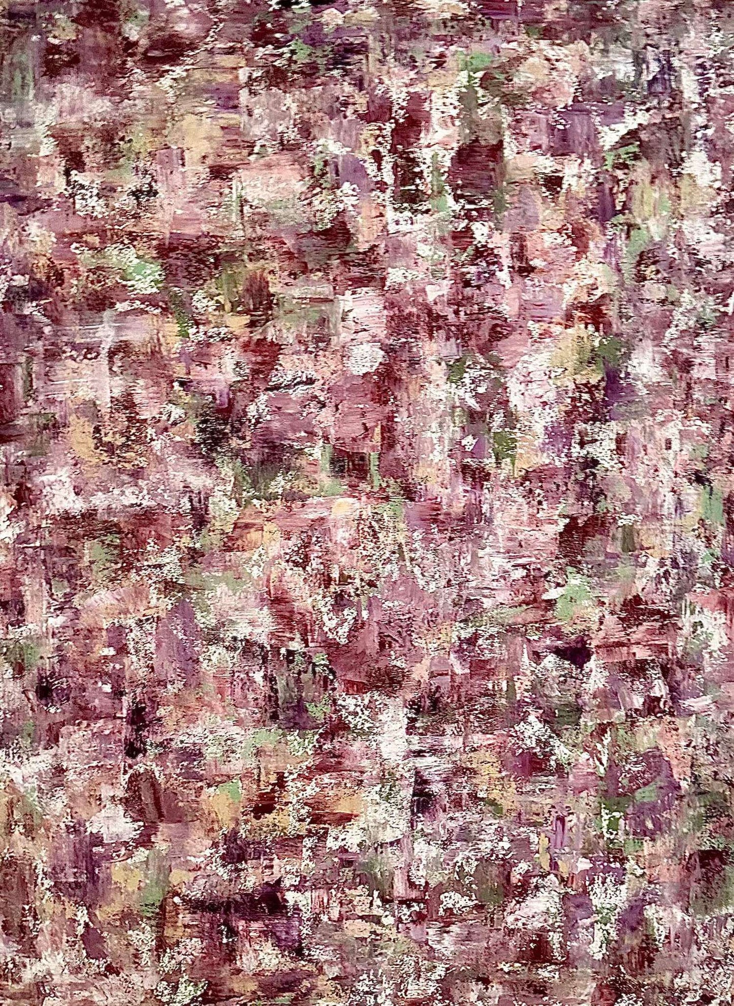 Abstract art with a patchwork of multicolored shapes and textures