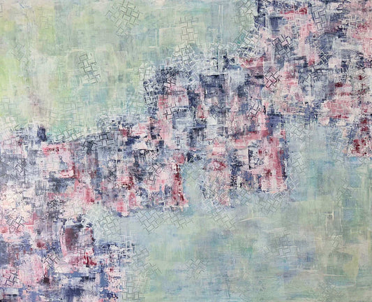 Abstract art with geometric patterns in pastel colors