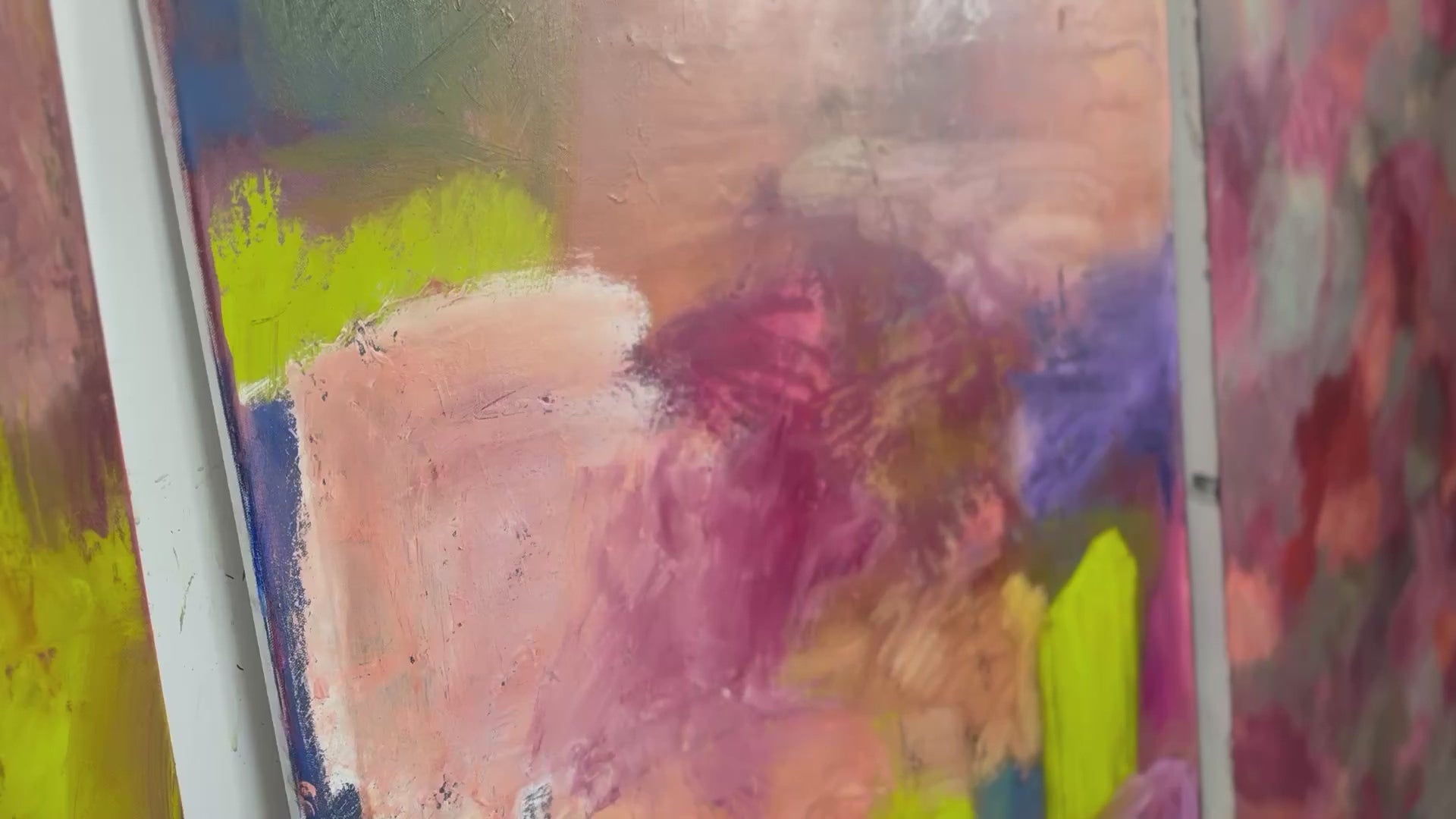 Load video: Artist Sarah Mallin painting on a canvas